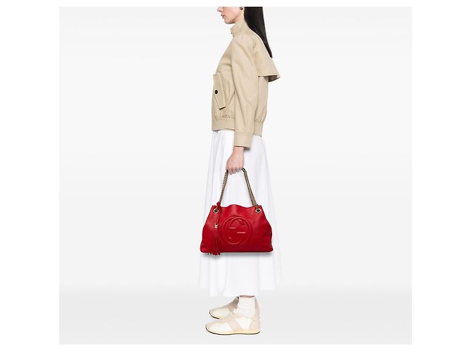 Gucci Soho Chain Tote aus rotem Kalbsleder, Medium - Ansicht 7