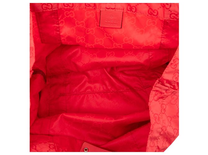 Tote pieghevole Gucci Red GG Nylon Teddy Bear Rosso - vista 4