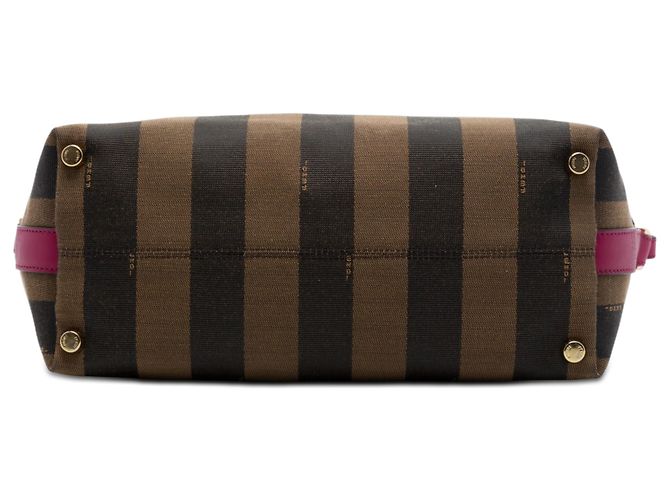 Borsa Fendi in tela Pequin marrone grande - vista 3