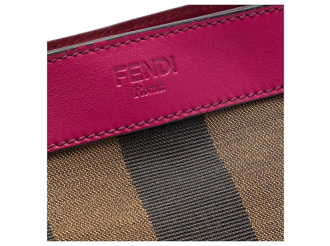 Borsa Fendi in tela Pequin marrone grande - vista 5