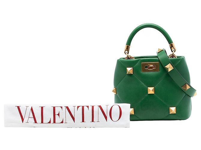 Borsa Valentino Green Small Nappa Roman Stud The Handle Verde - vista 7