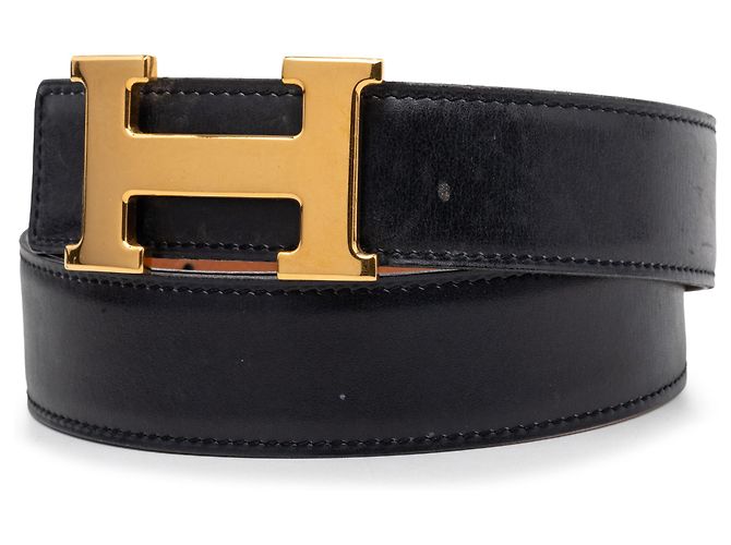 Cintura reversibile Hermès Constance H in Box Calf nero e Courchevel - vista 2