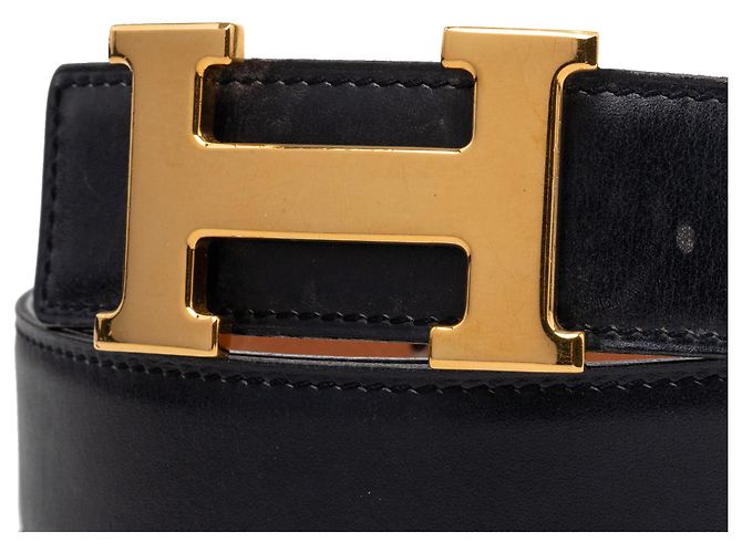 Cintura reversibile Hermès Constance H in Box Calf nero e Courchevel - vista 4