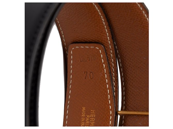 Cintura reversibile Hermès Constance H in Box Calf nero e Courchevel - vista 6