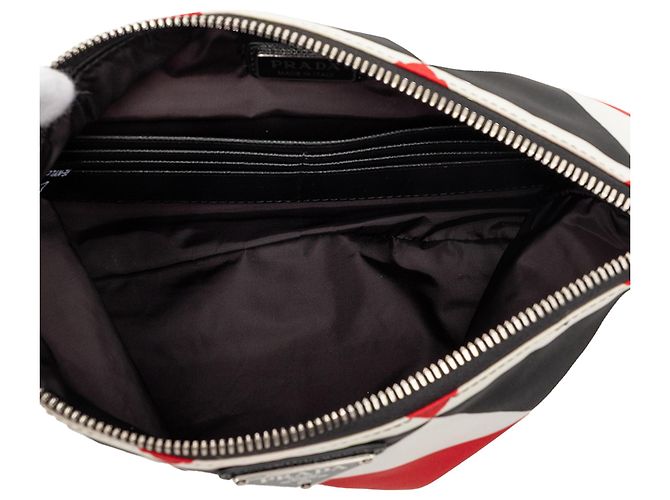 Clutch plana de nylon blanco con patrón geométrico de triángulo Prada - vista 4