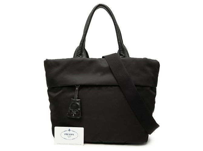 Borsa Satchel Reversibile in Tessuto Marrone Prada Marrone scuro - vista 7