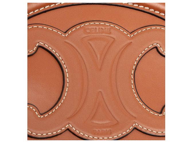 Céline Celine Marrone Borsa a tracolla piccola in pelle di vitello Cuir Triomphe Oval - vista 5