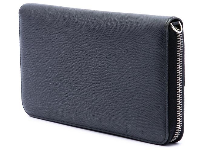 Portafoglio Prada Black Saffiano con tracolla Nero - vista 2