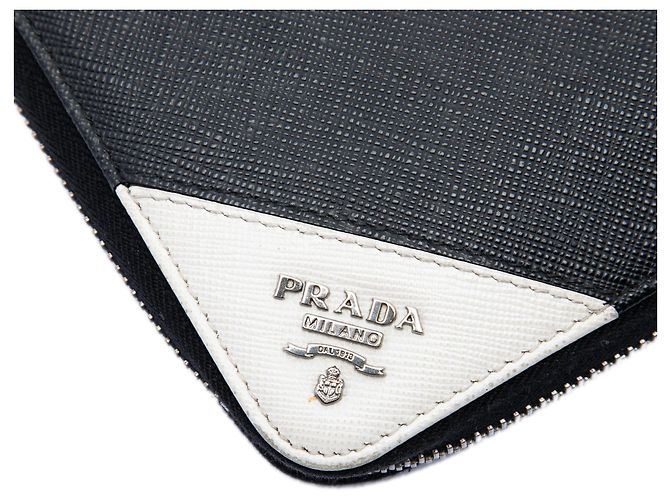 Portafoglio Prada Black Saffiano con tracolla Nero - vista 5