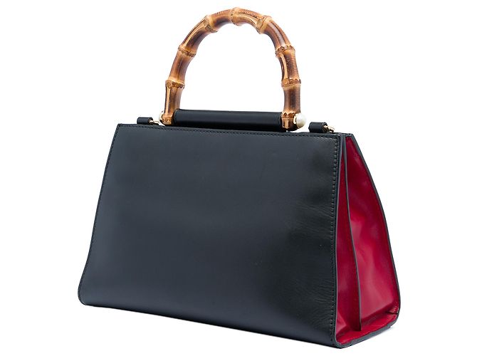 Bamboo Borsa Nymphaea in pelle di vitello nera e bambù con web Gucci, piccola Nero - vista 2