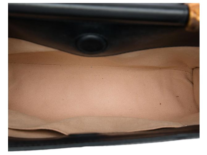 Bamboo Borsa Nymphaea in pelle di vitello nera e bambù con web Gucci, piccola Nero - vista 4
