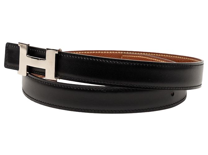 Cintura reversibile Hermès Constance H in pelle Swift ed Epsom nera Nero - vista 2