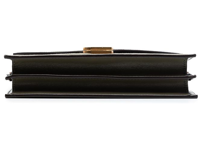 Borsa Saint Laurent Cassandra con chiusura monogramma in scamosciato marrone e pelle di vitello Cachi - vista 3