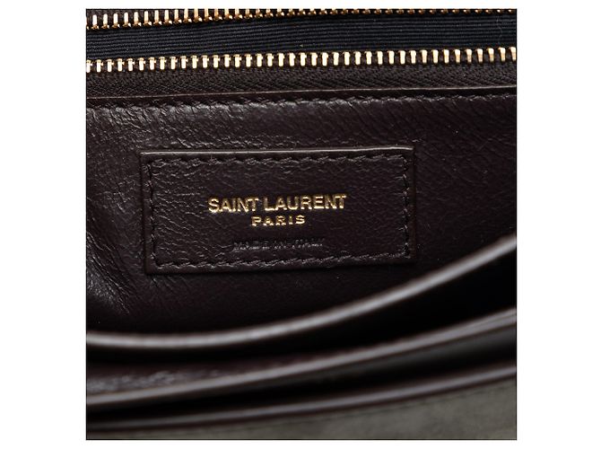 Borsa Saint Laurent Cassandra con chiusura monogramma in scamosciato marrone e pelle di vitello Cachi - vista 6