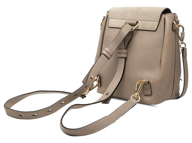 Zaino Faye piccolo in pelle di vitello e scamosciato marrone Chloé Taupe - vista 2