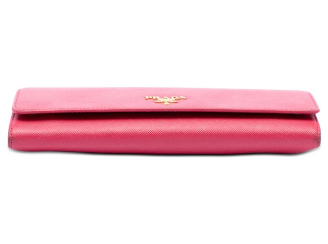 Portafoglio con catena in Saffiano rosa di Prada - vista 3
