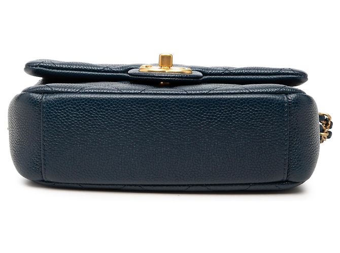 Chanel Blue Mini Quilted Caviar Chain Soul Flap Blu navy - vista 3