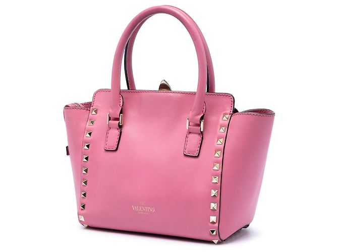 Valentino Pink Mini Leder Rockstud Double Handle Tote - Ansicht 2