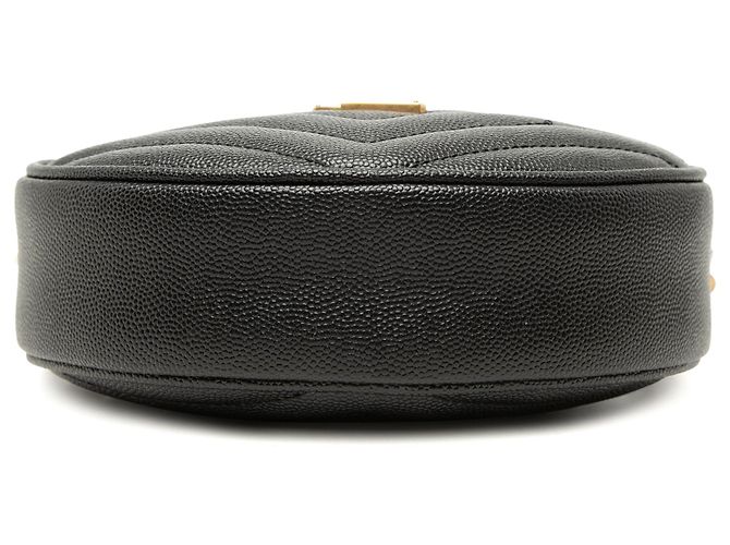 Bolsa camera de vinil preto com textura grain de poudre e chevron Saint Laurent - vista 3