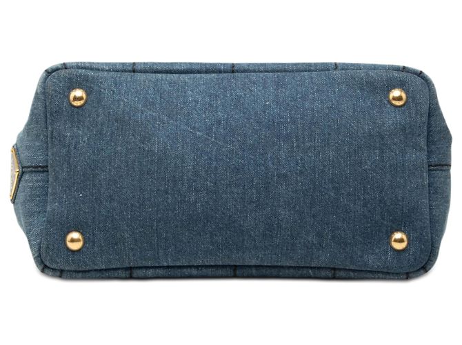 Borsa Prada Blue Small Denim Canapa Logo - vista 3