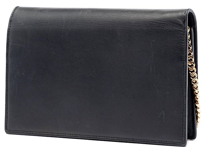 Portafoglio con catena Kate Monogram in pelle di vitello liscia nera Saint Laurent Nero - vista 2