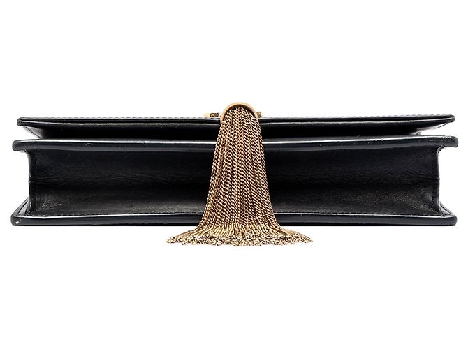 Portafoglio con catena Kate Monogram in pelle di vitello liscia nera Saint Laurent Nero - vista 3