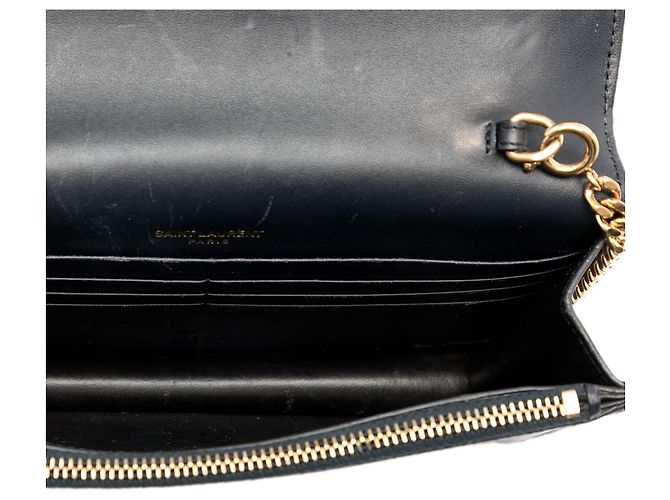 Portafoglio con catena Kate Monogram in pelle di vitello liscia nera Saint Laurent Nero - vista 4
