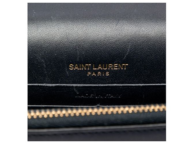Portafoglio con catena Kate Monogram in pelle di vitello liscia nera Saint Laurent Nero - vista 5
