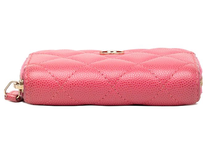 Monedero Chanel Pink CC acolchado Caviar con cremallera Rosa - vista 3