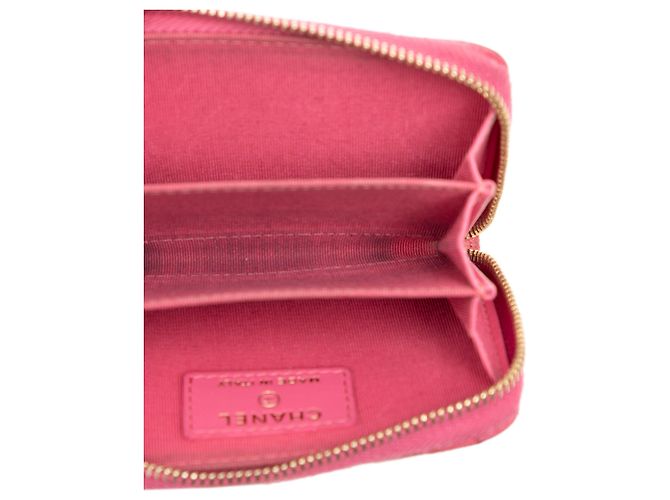 Monedero Chanel Pink CC acolchado Caviar con cremallera Rosa - vista 4