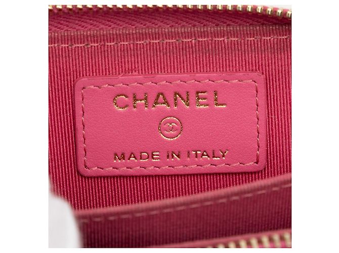 Monedero Chanel Pink CC acolchado Caviar con cremallera Rosa - vista 5