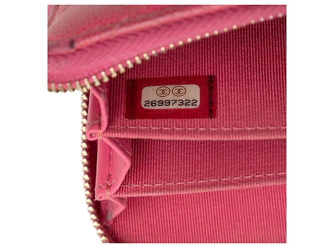 Monedero Chanel Pink CC acolchado Caviar con cremallera Rosa - vista 6