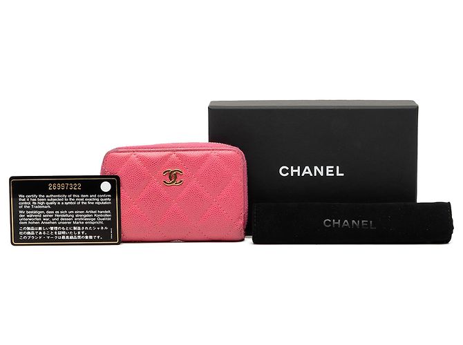Monedero Chanel Pink CC acolchado Caviar con cremallera Rosa - vista 8