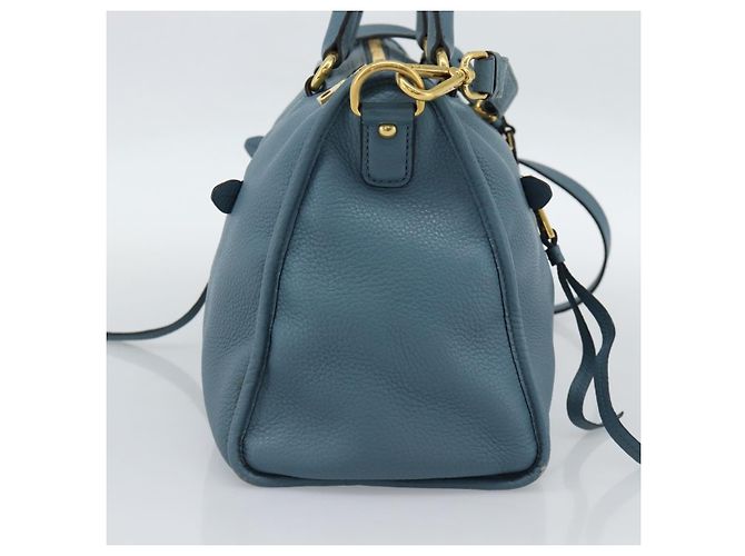 Bolsa Satchel Conversível com Zíper Frontal Prada Vitello Phenix Medium Azul - vista 3