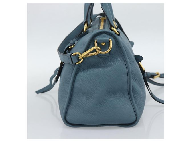 Bolsa Satchel Conversível com Zíper Frontal Prada Vitello Phenix Medium Azul - vista 4