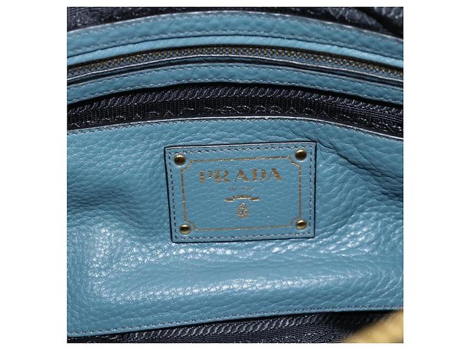 Bolsa Satchel Conversível com Zíper Frontal Prada Vitello Phenix Medium Azul - vista 6