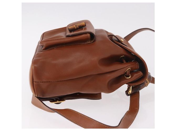 Gucci Vintage Bamboo Leather Mini Marrone - vista 3