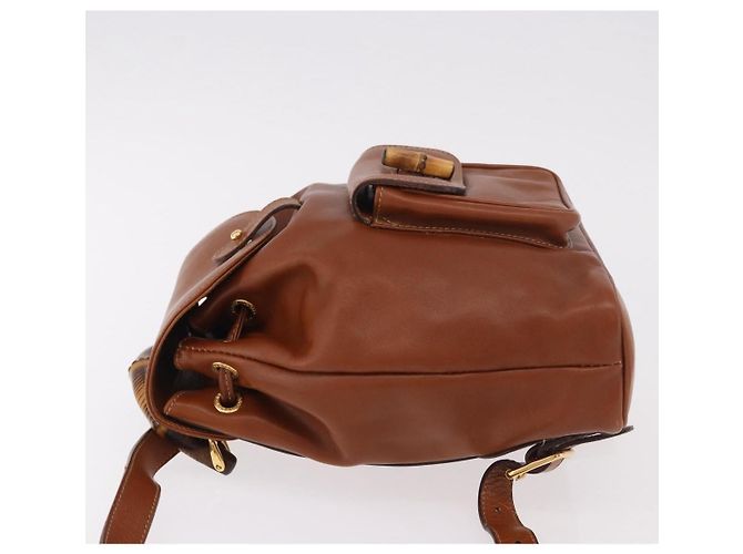 Gucci Vintage Bamboo Leather Mini Marrone - vista 4