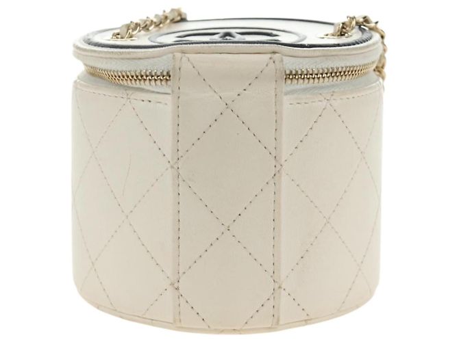 Mini Vanity Case Chanel CC con catena in agnello trapuntato Bianco - vista 2