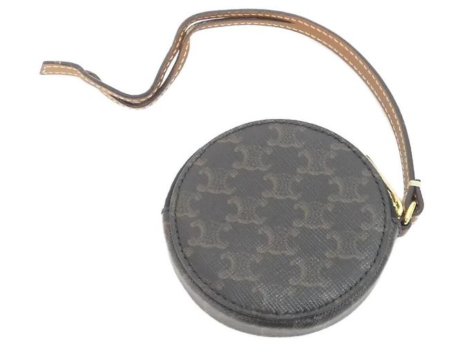 Céline Celine Triomphe Canvas Lammfell Münzbeutel Braun - Ansicht 2