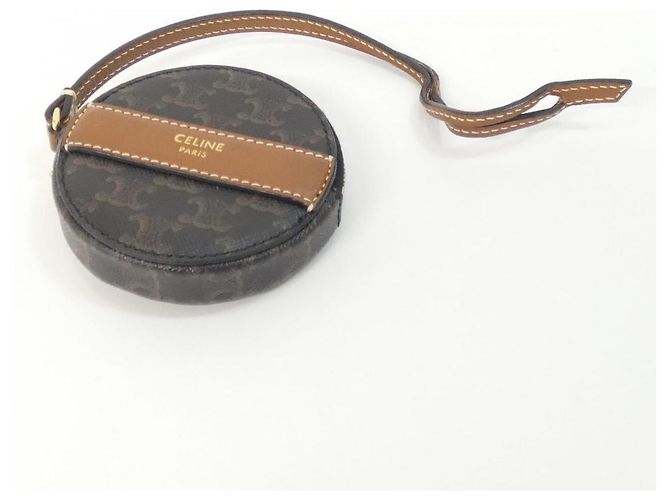 Céline Celine Triomphe Canvas Lammfell Münzbeutel Braun - Ansicht 3