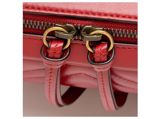 Borsa Gucci Matelasse Leather GG Marmont Zip Around Top Handle Rosso - vista 10