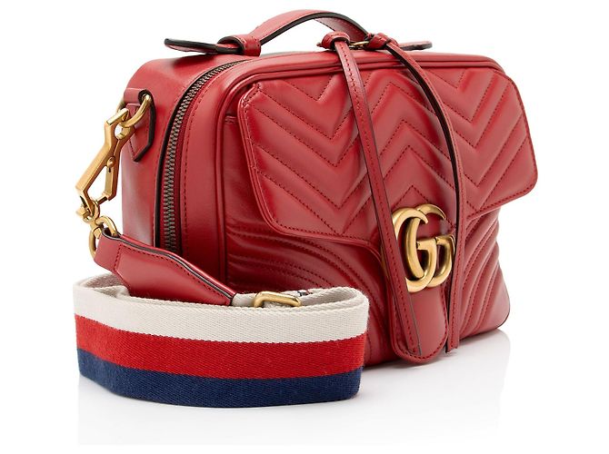 Borsa Gucci Matelasse Leather GG Marmont Zip Around Top Handle Rosso - vista 2