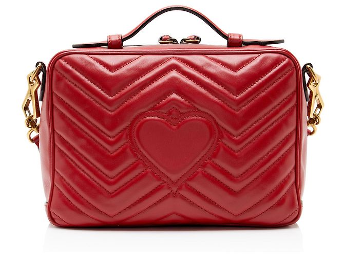 Borsa Gucci Matelasse Leather GG Marmont Zip Around Top Handle Rosso - vista 3