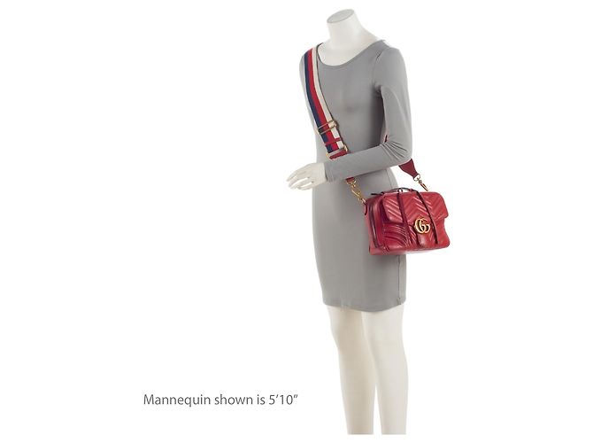 Borsa Gucci Matelasse Leather GG Marmont Zip Around Top Handle Rosso - vista 5