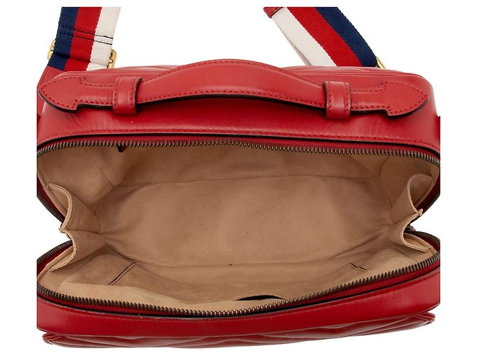 Borsa Gucci Matelasse Leather GG Marmont Zip Around Top Handle Rosso - vista 7