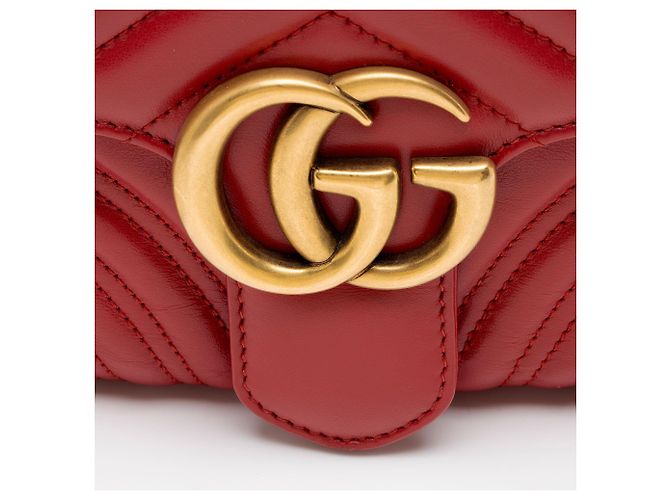 Borsa Gucci Matelasse Leather GG Marmont Zip Around Top Handle Rosso - vista 9