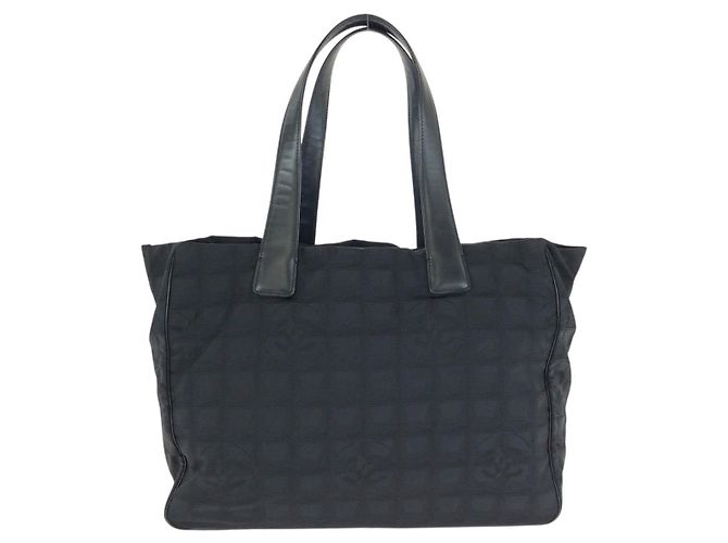 Borsa Tote Chanel Vintage in nylon/pelle Nero - vista 2