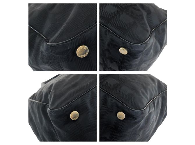 Borsa Tote Chanel Vintage in nylon/pelle Nero - vista 3