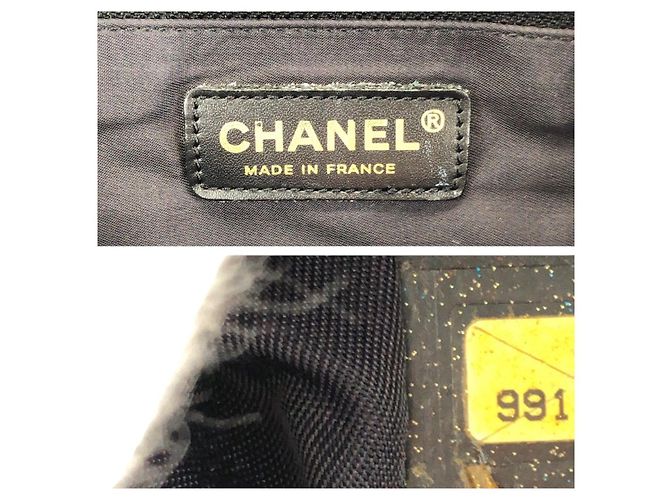 Borsa Tote Chanel Vintage in nylon/pelle Nero - vista 4